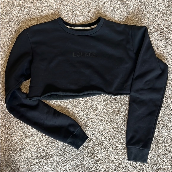 Lounge Black Cropped Sweatshirt - Picture 1 of 2